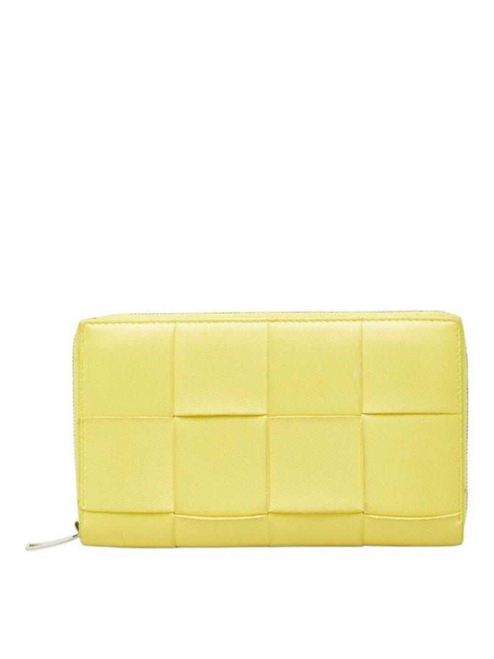 Bottega Veneta Maxi Intrecciato Round Zip Wallet Yellow Leather
